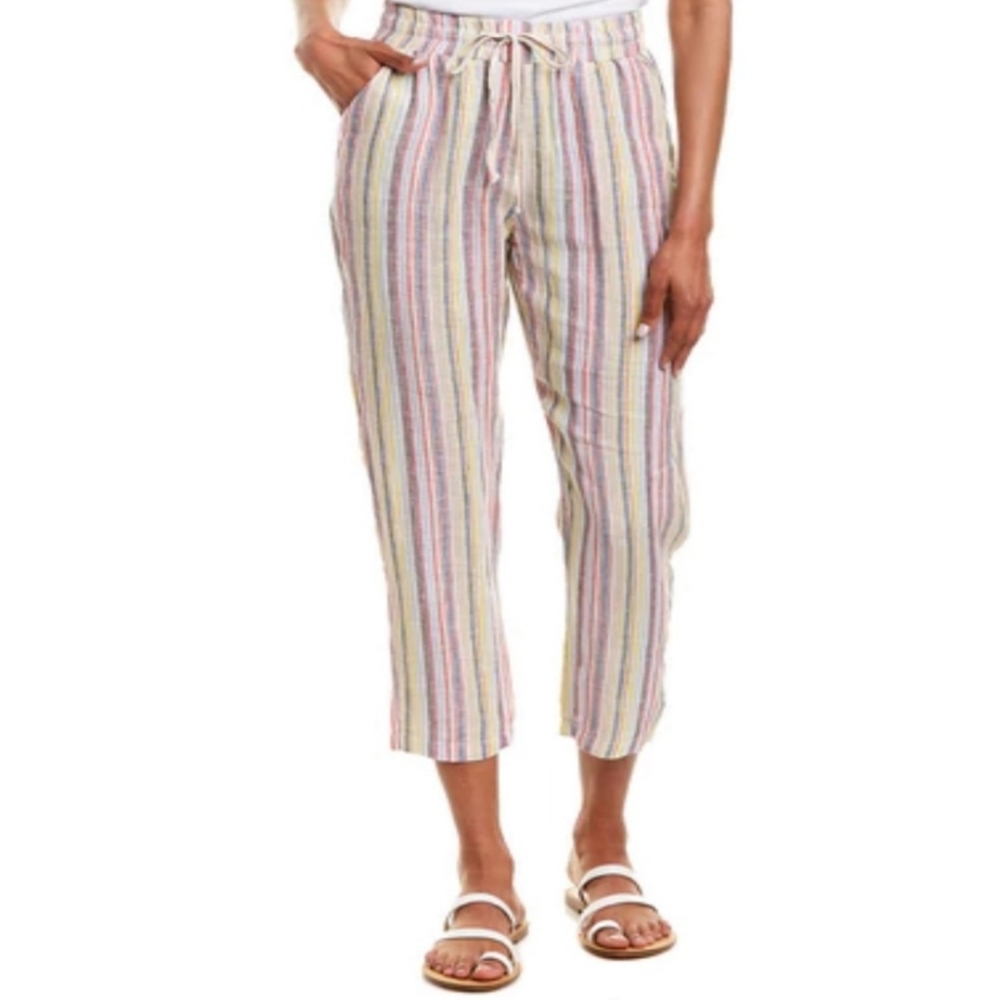 Elan Striped Linen Pants - Size Medium